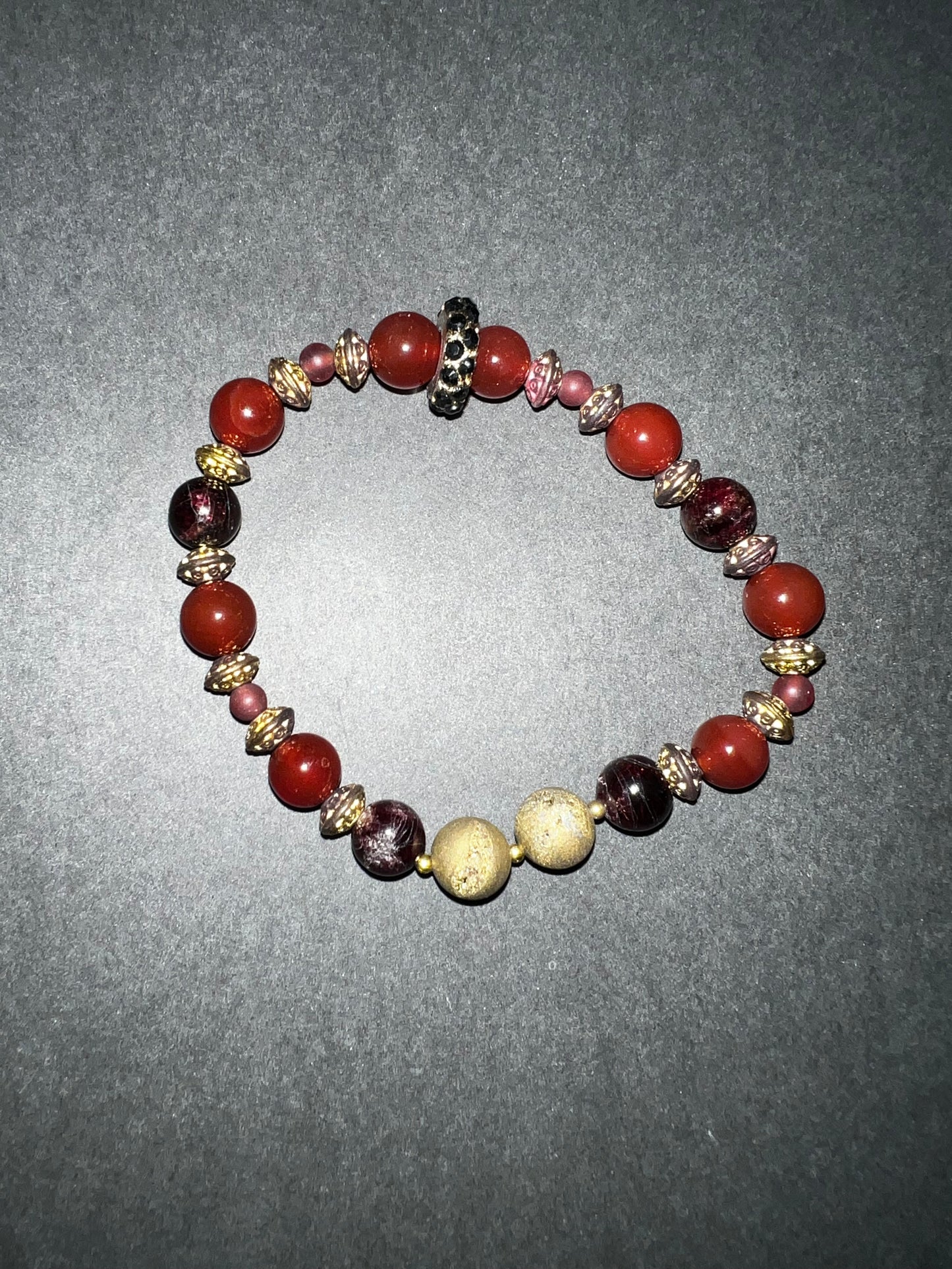 Carnelian & Gold Bracelet w/ Ring Set