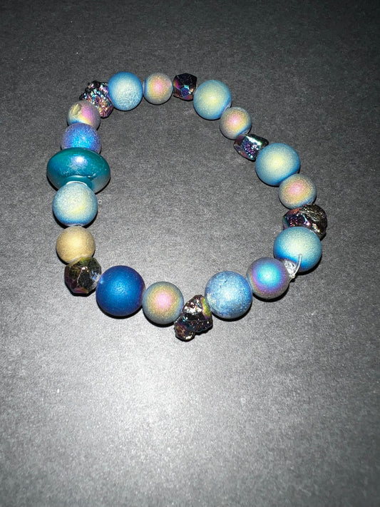 Blue/Green Druzy Bracelet Set