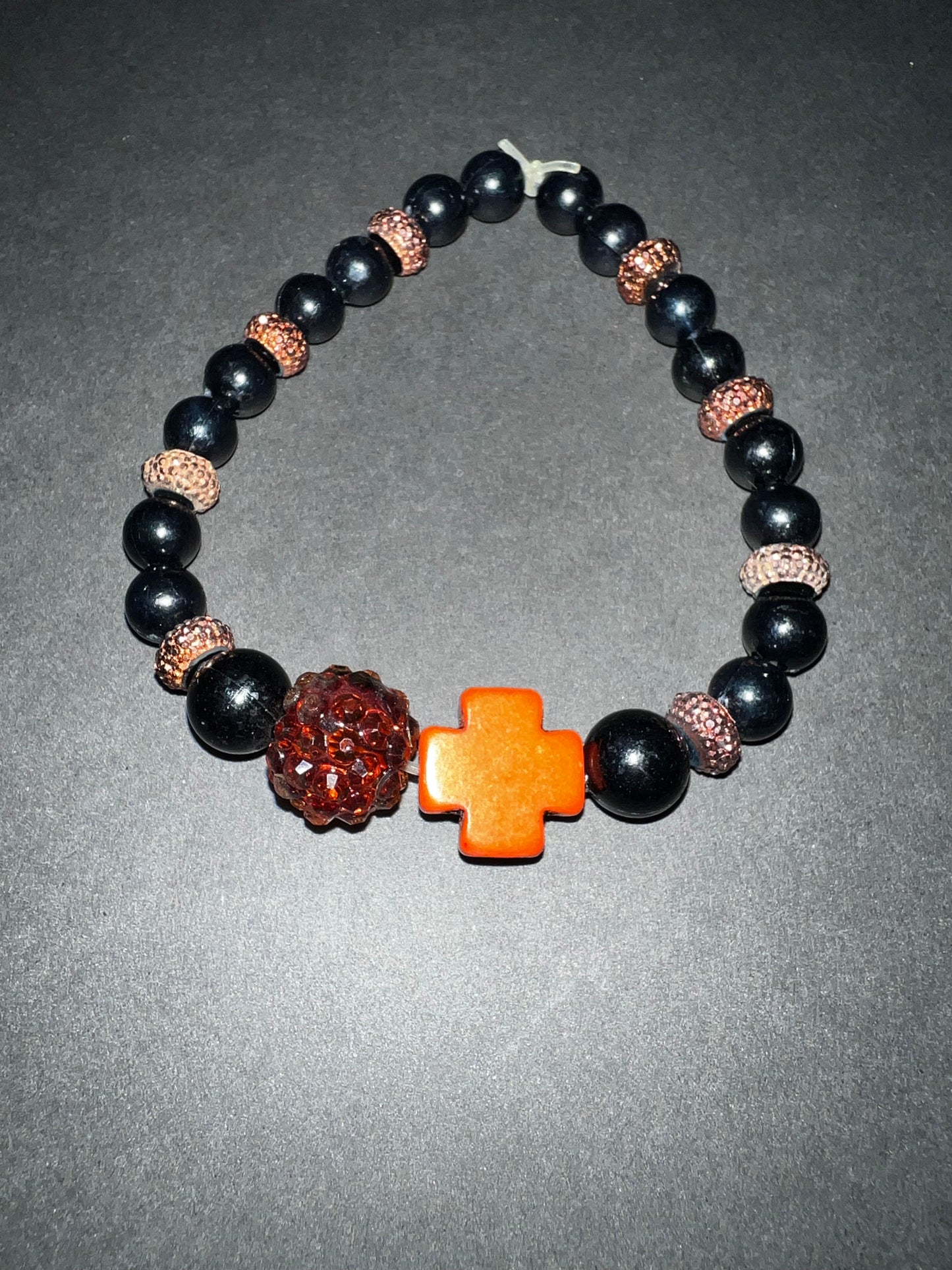Orange & Black Cross Bracelet Set