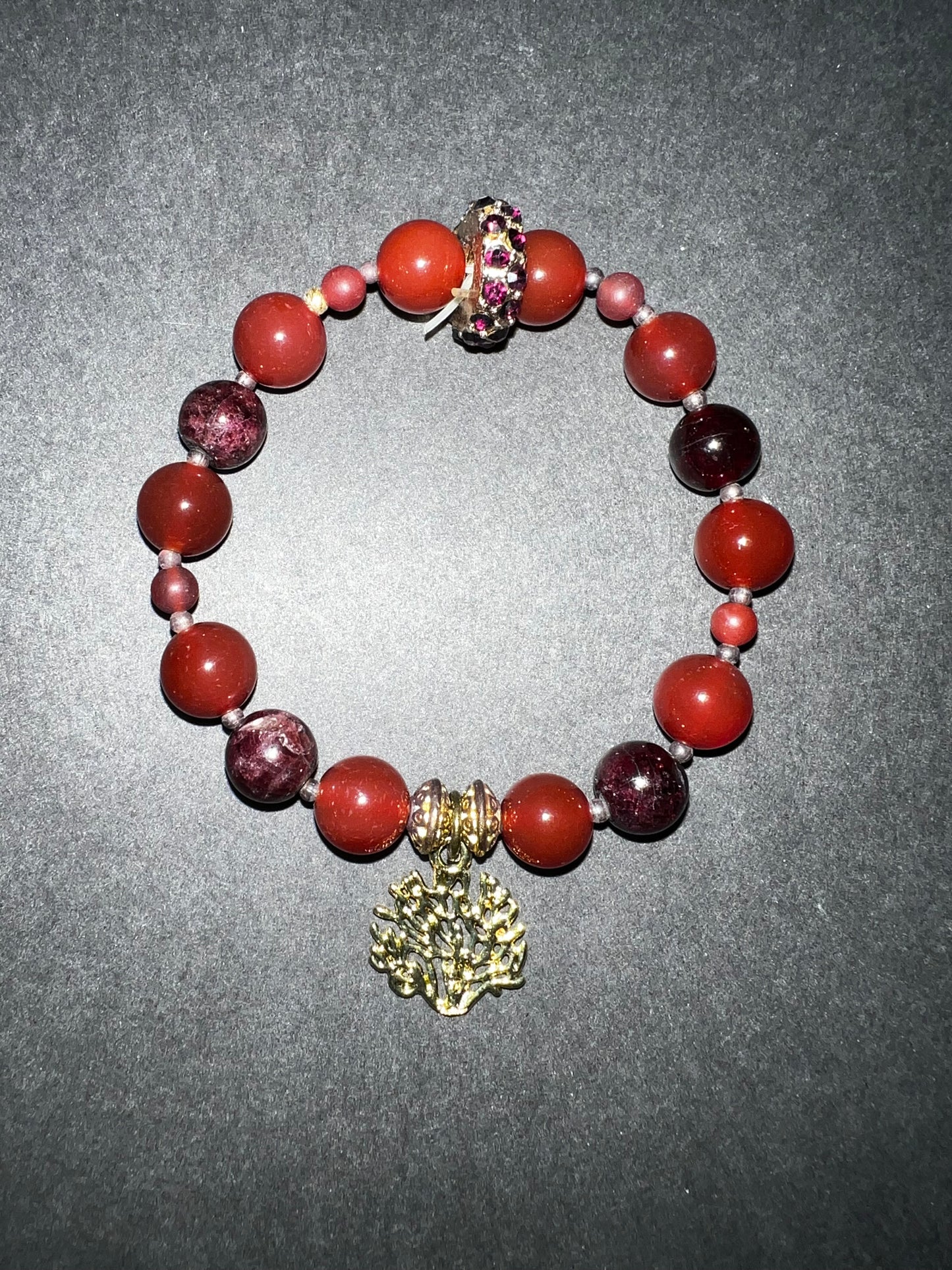 Carnelian & Gold Bracelet w/ Ring Set