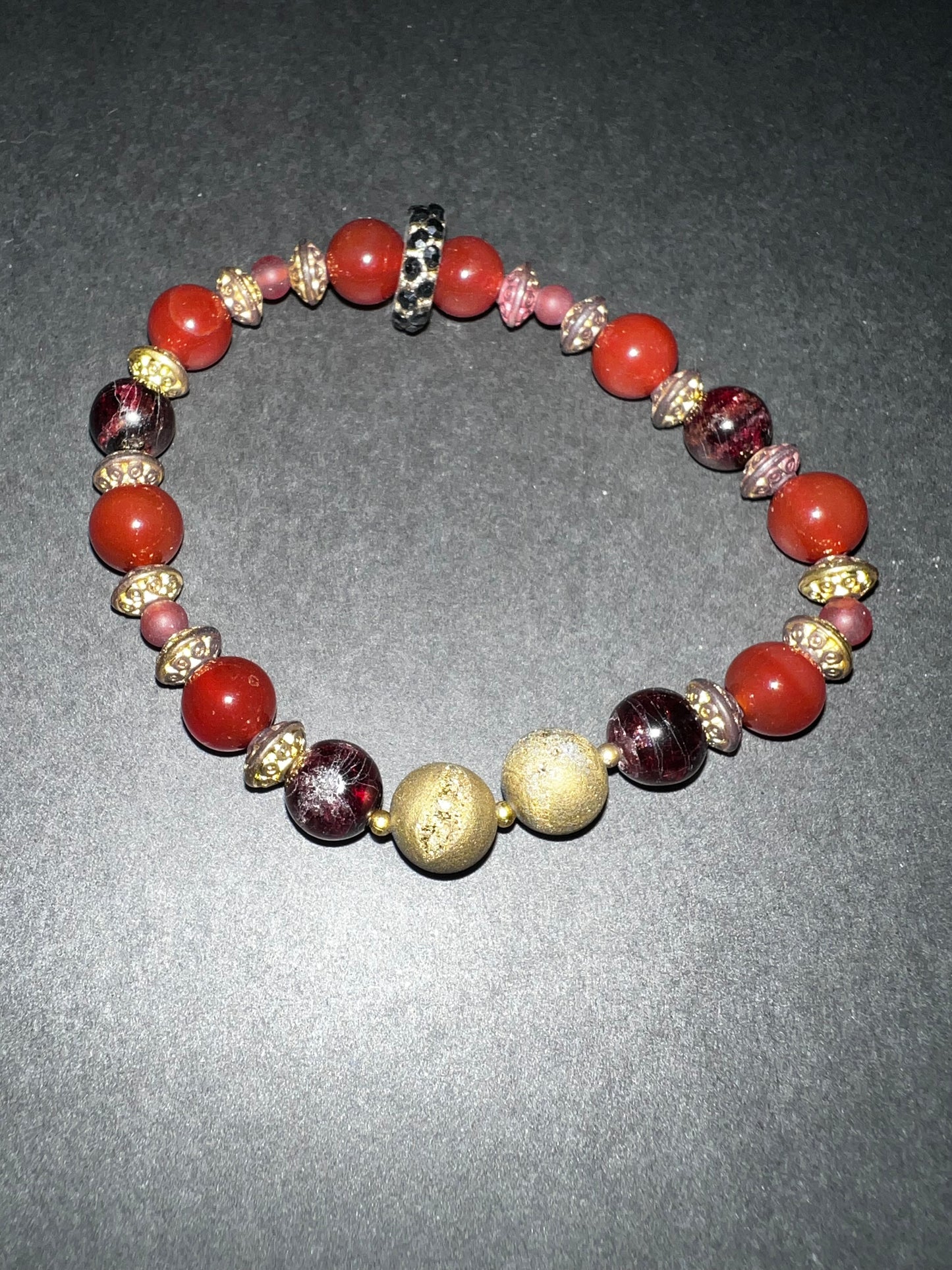Carnelian & Gold Bracelet w/ Ring Set