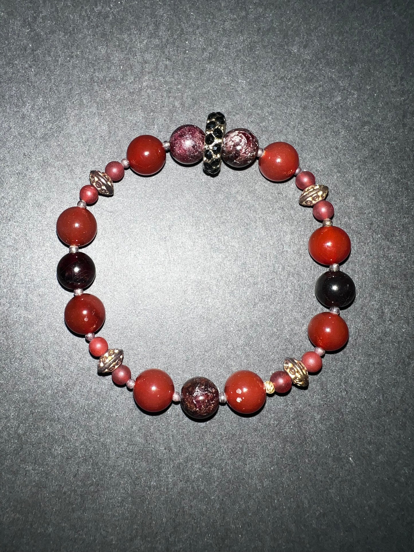 Carnelian & Gold Bracelet w/ Ring Set