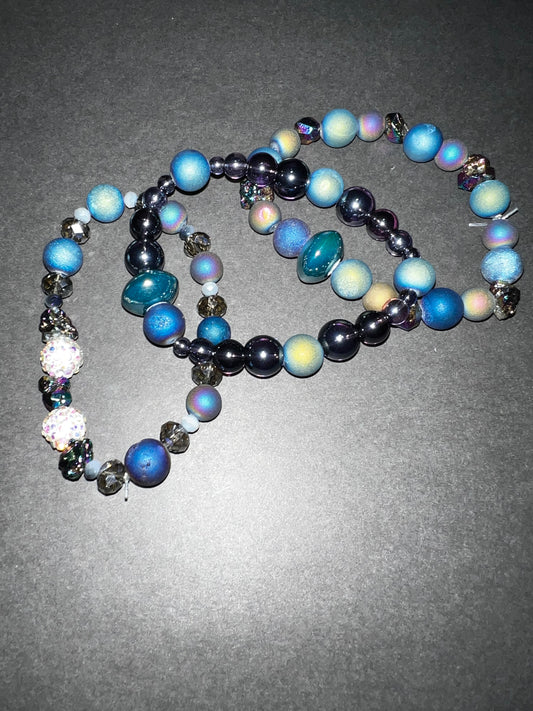 Blue/Green Druzy Bracelet Set