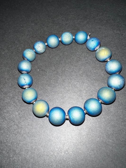 Blue Druzy & Gold Bracelet