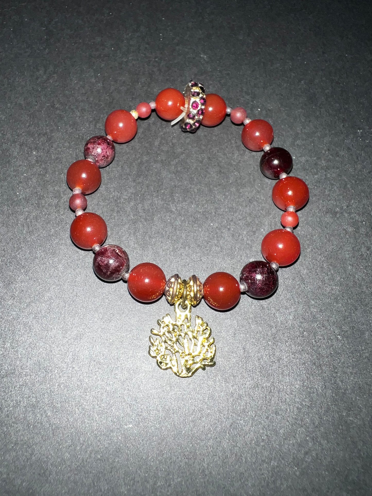 Carnelian & Gold Bracelet w/ Ring Set
