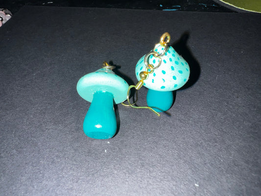 Mushroom Earrings - Aqua & Teal