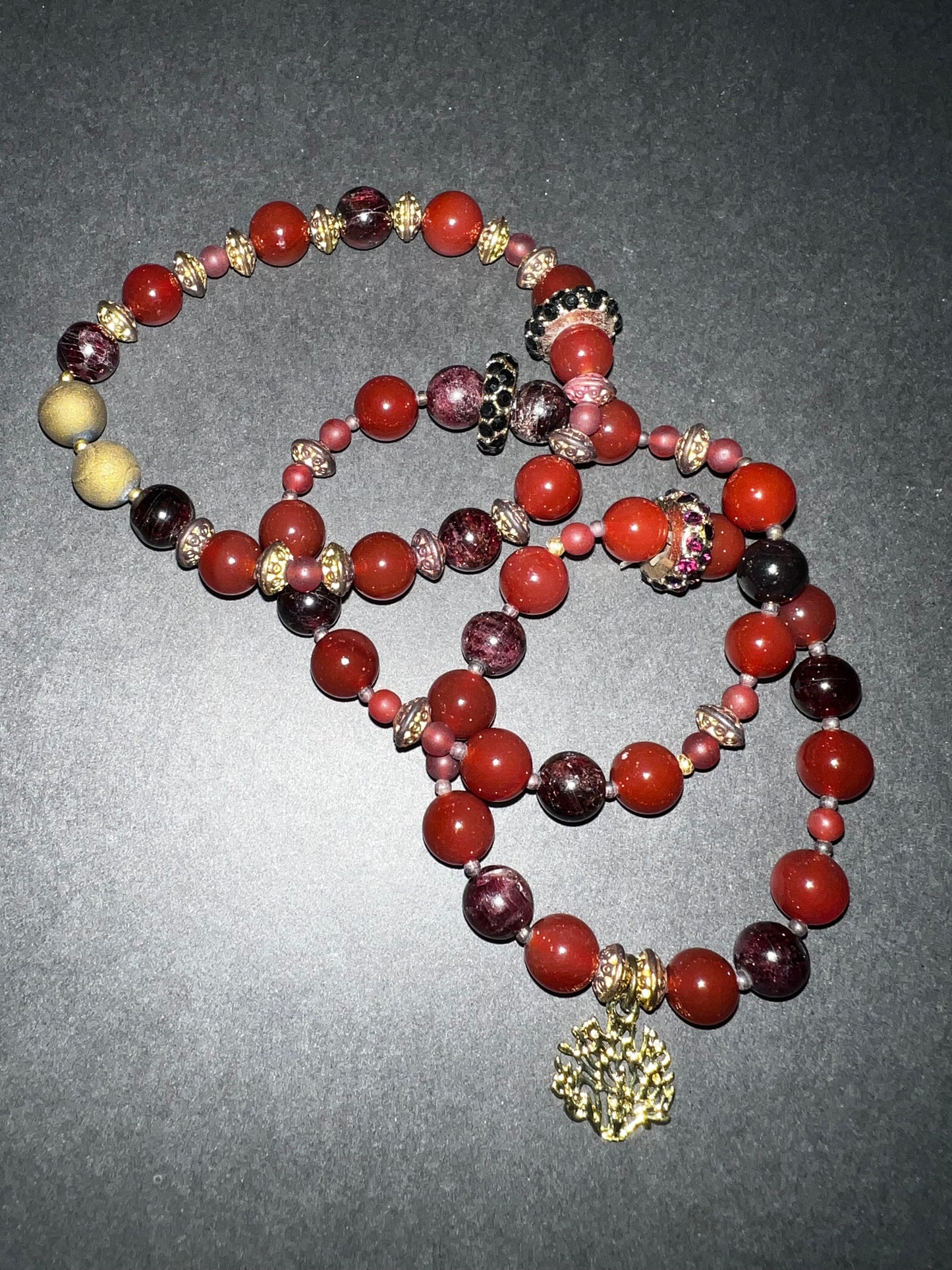 Carnelian & Gold Bracelet w/ Ring Set