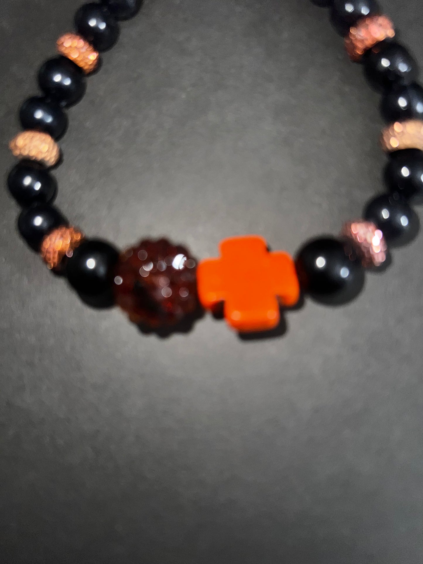 Orange & Black Cross Bracelet Set