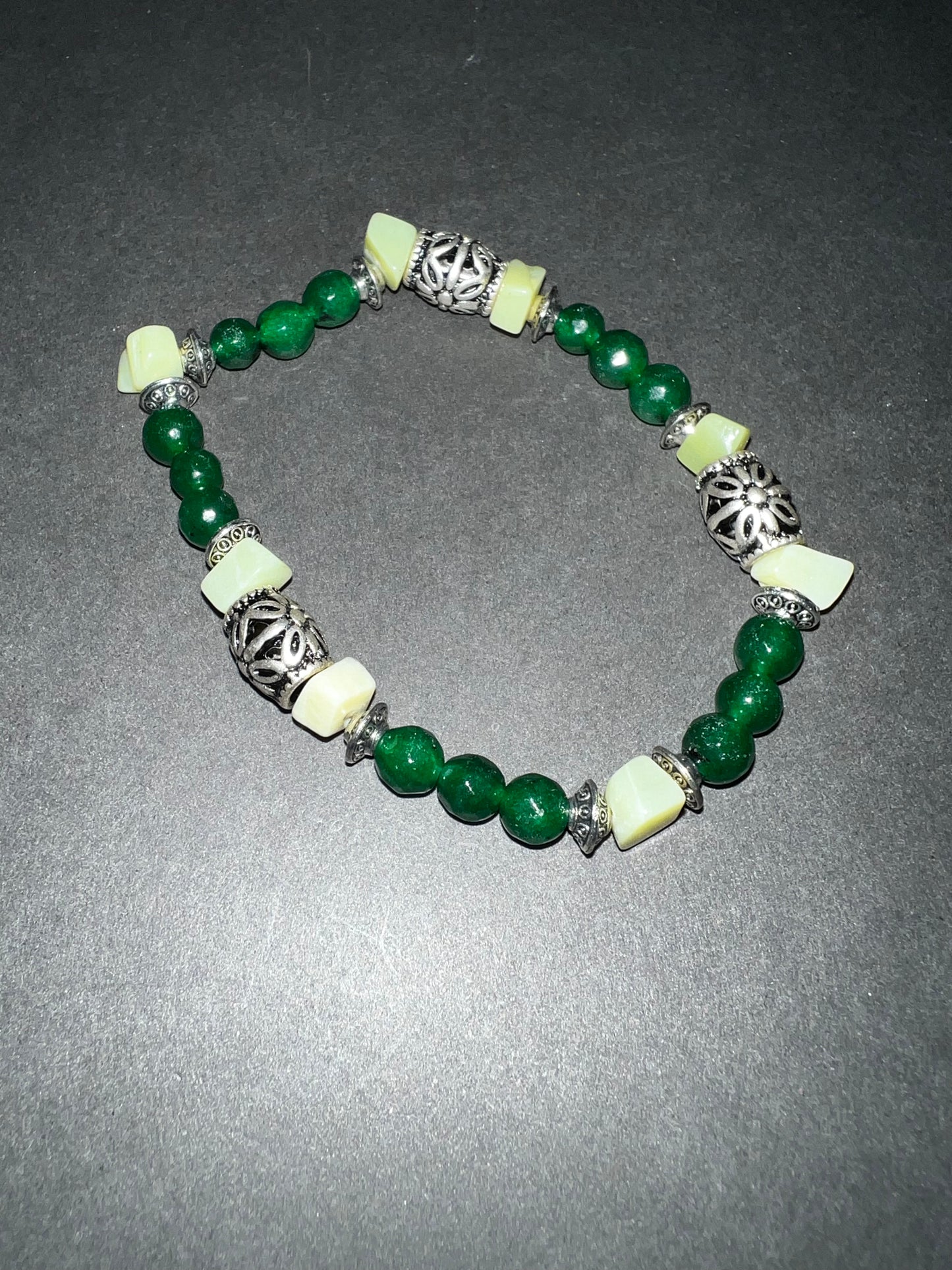 Silver & Gold Jade Bracelet Set