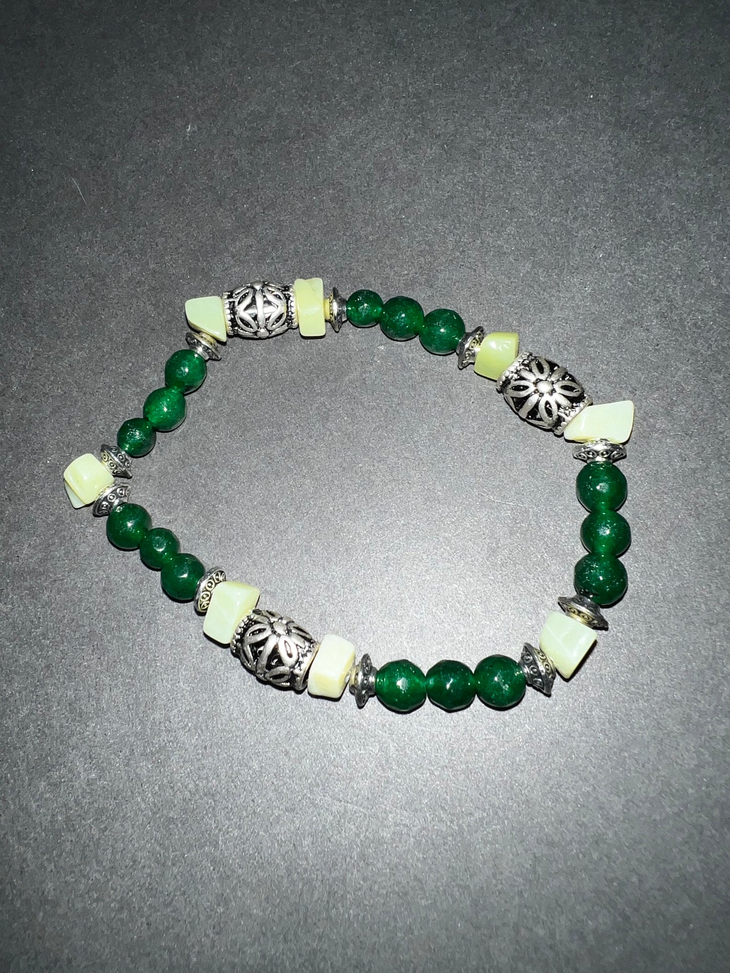 Silver & Gold Jade Bracelet Set