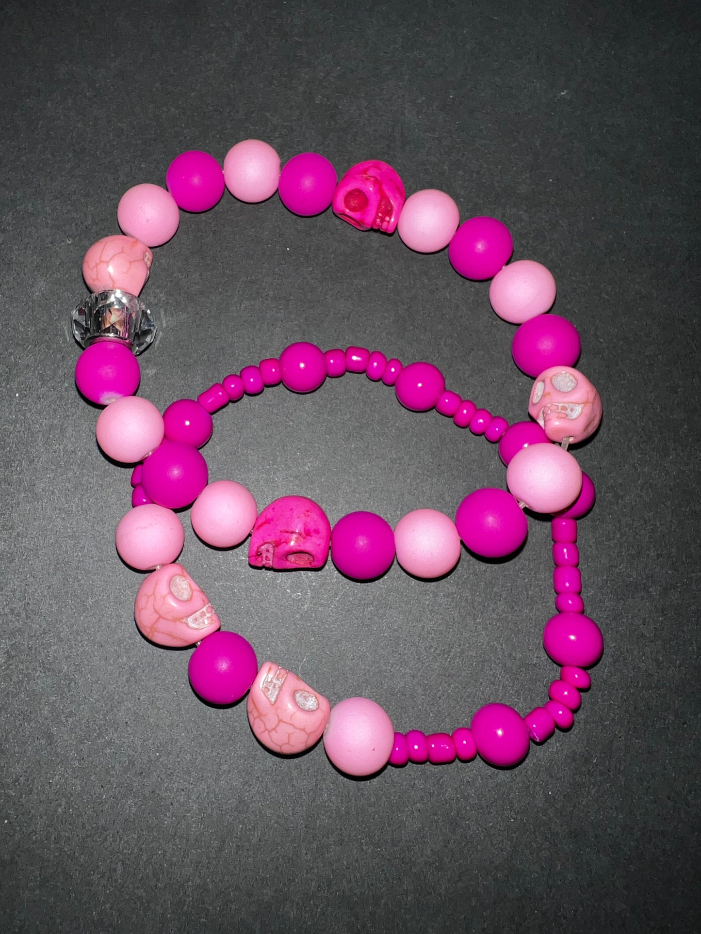 Pink Skull Bracelet Set