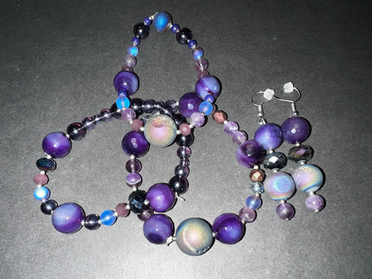 Purple Pleasures Bracelet & Earrings Set