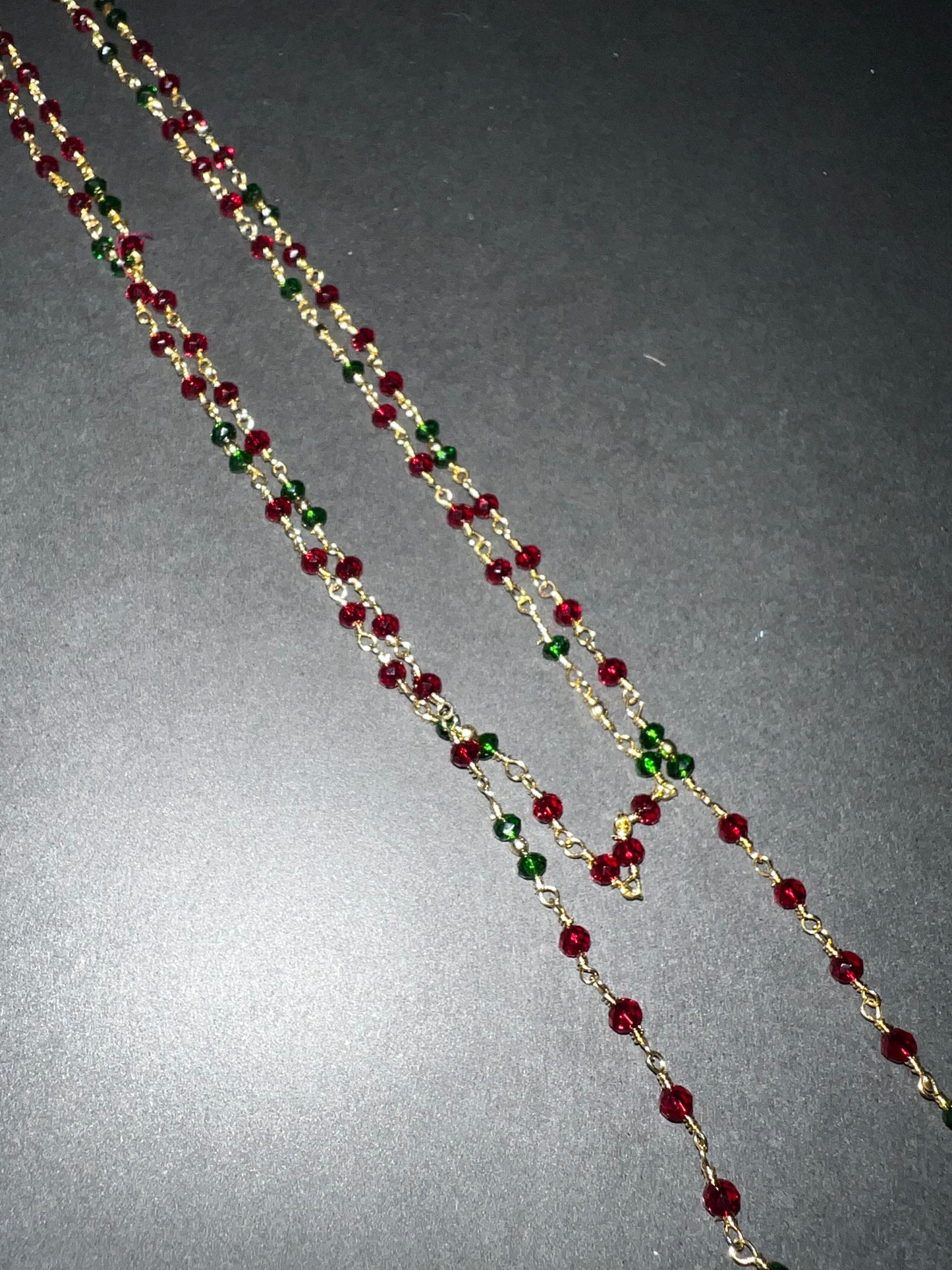 Prayer Bead Necklace - Green Jade / Red Garnet