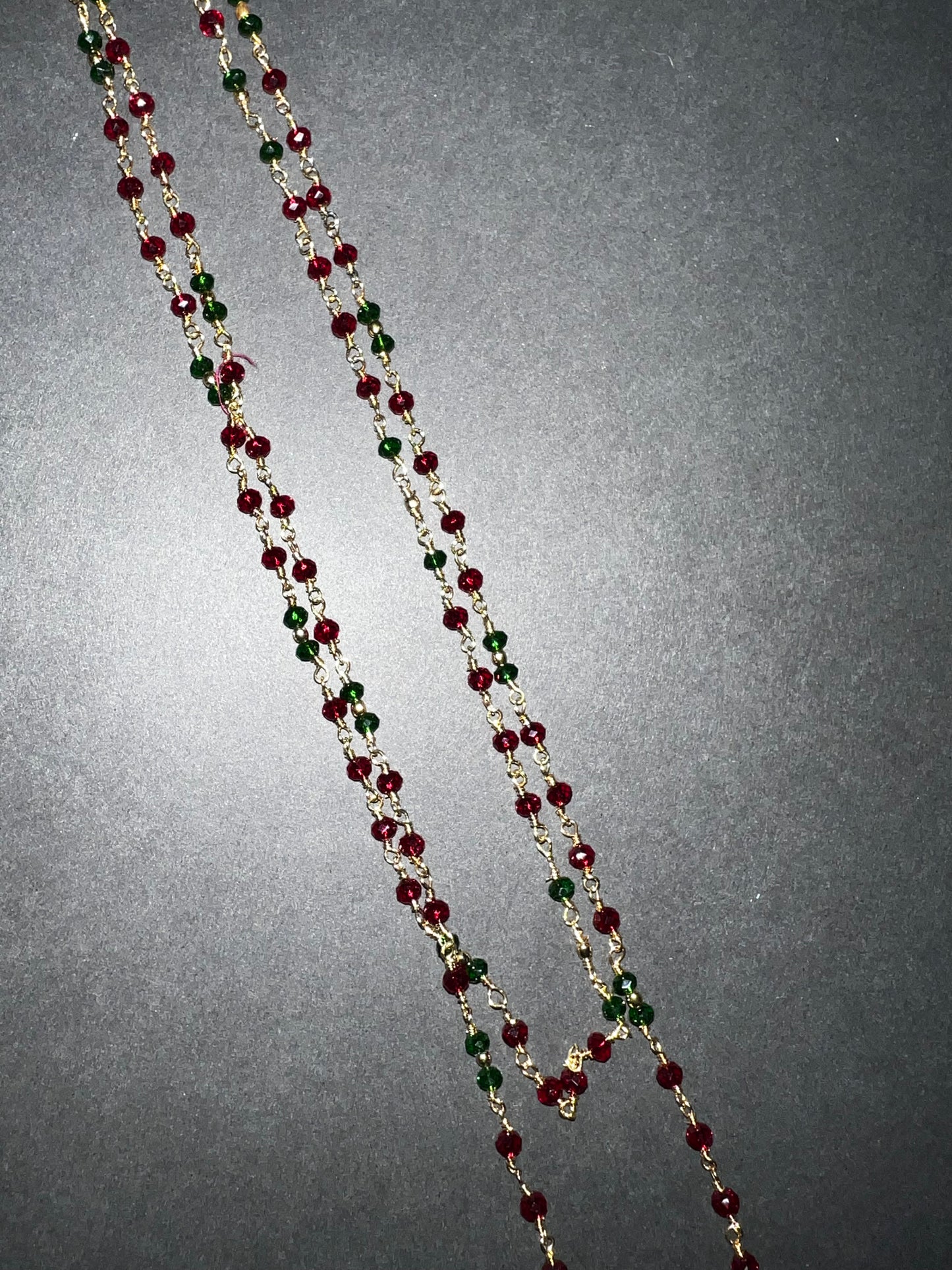 Prayer Bead Necklace - Green Jade / Red Garnet